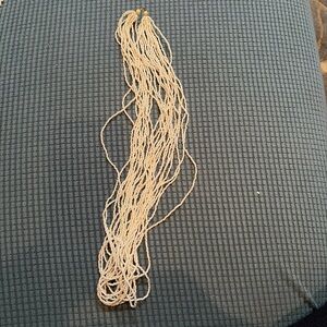 Chic Multi-Strand White Beaded Necklace